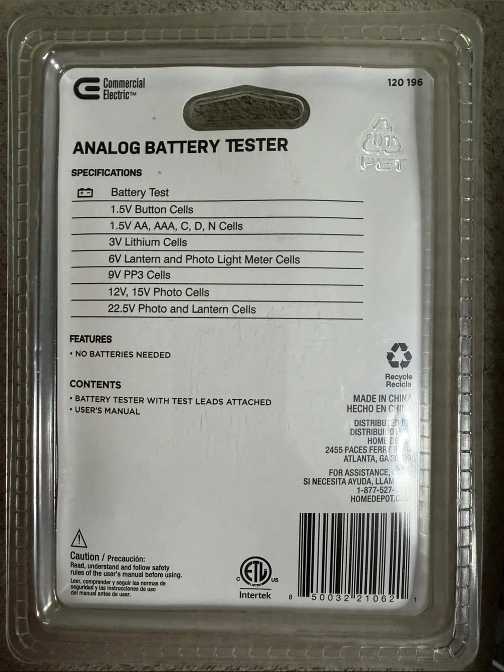 Commercial Electric Analog Battery Tester, Model 120 196
